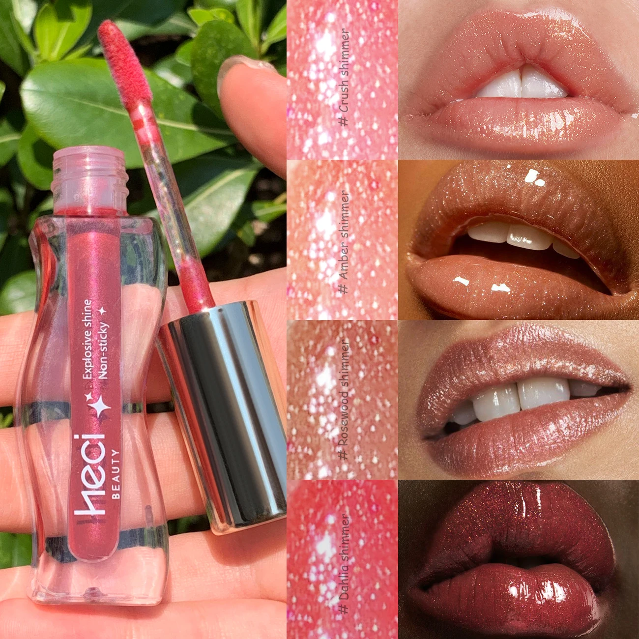 Pearlescent Lip Gloss Long-Lasting Shimmer Non-Sticky Champagne Lip Glaze Sunny Sands Shiny Tinted Moisturizing Liquid Lipstick