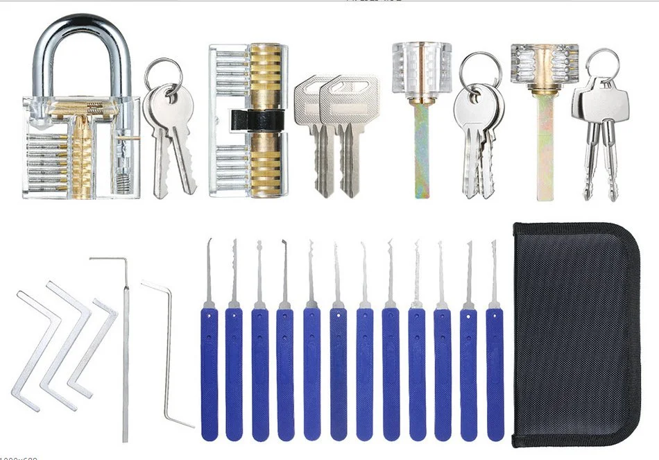 21 Pcs Locksmith Practice Lock Buckle Key Extractor Padlock Lock Buckle Toolbox Single Hook Lock Training Unlock Key Extractor