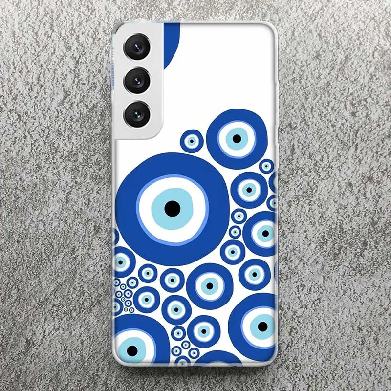 Szczęśliwe niebieskie etui z nadrukiem Evil Eye do Samsung Galaxy S24 S23 S22 Ultra S21 S20 FE S10 Plus obudowa telefonu S9 S8 + wzór S10E