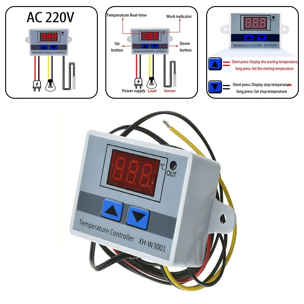 Controlador de temperatura Digital para microordenador, Control de temperatura, sonda de Metal, microordenador, controlador de temperatura Digital