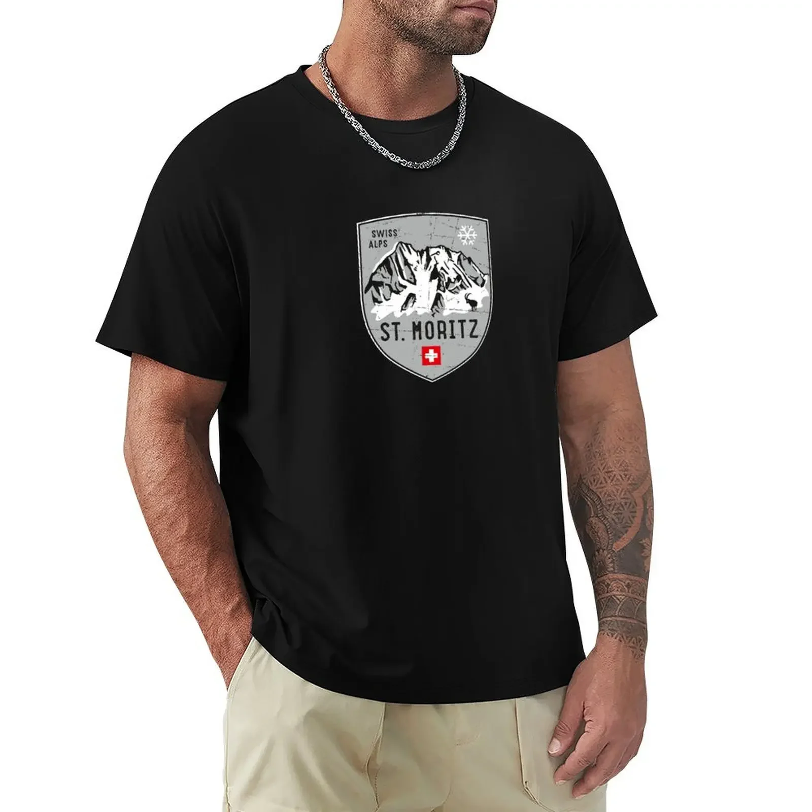 

St. Moritz Switzerland Emblem T-Shirt cotton graphic tees quick-drying shirts graphic compression shirt men