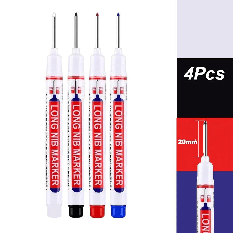 4–100 Stück, 2 cm, wasserdicht, langer Kopf, Tiefloch-Markierungsstift für Metall, Schreiner, Rot/Schwarz/Blau/Grün/Weiß, Holzbearbeitungswerkzeuge