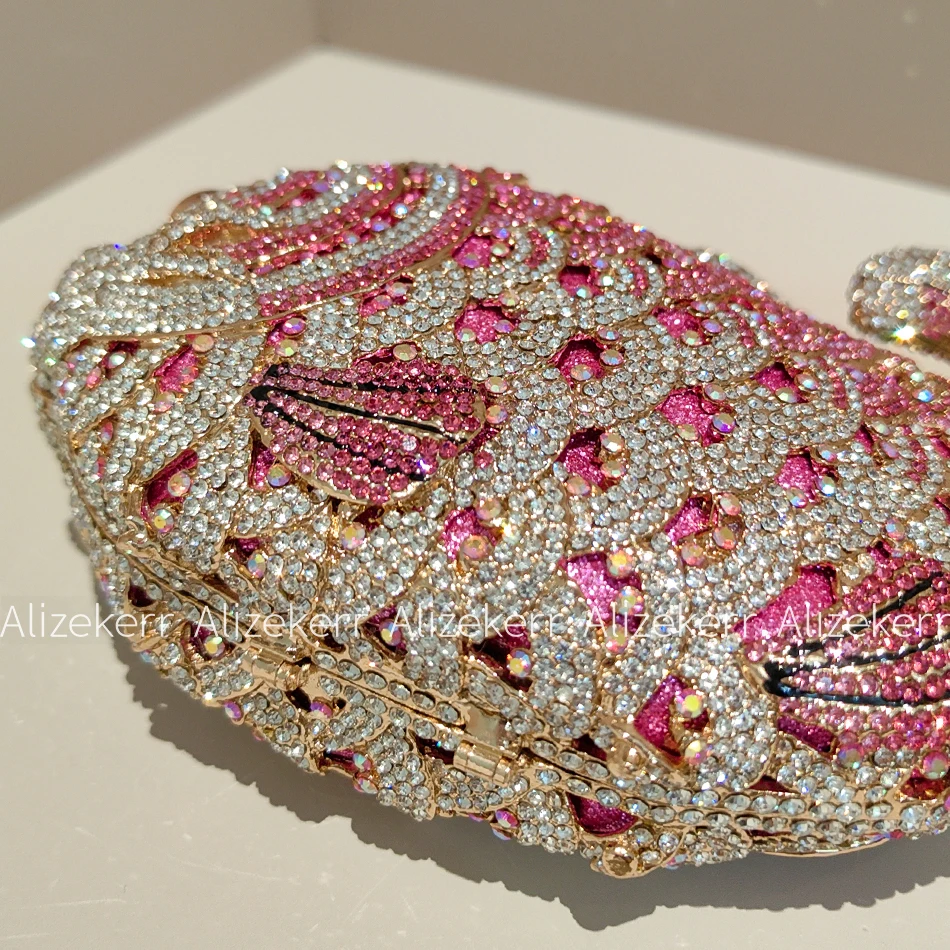 Alizekerr ذهبية على شكل كريستال مساء حقائب النساء رائع الماس لامع مخلب المحافظ السيدات حقيبة يد فريدة من نوعها حفل زفاف