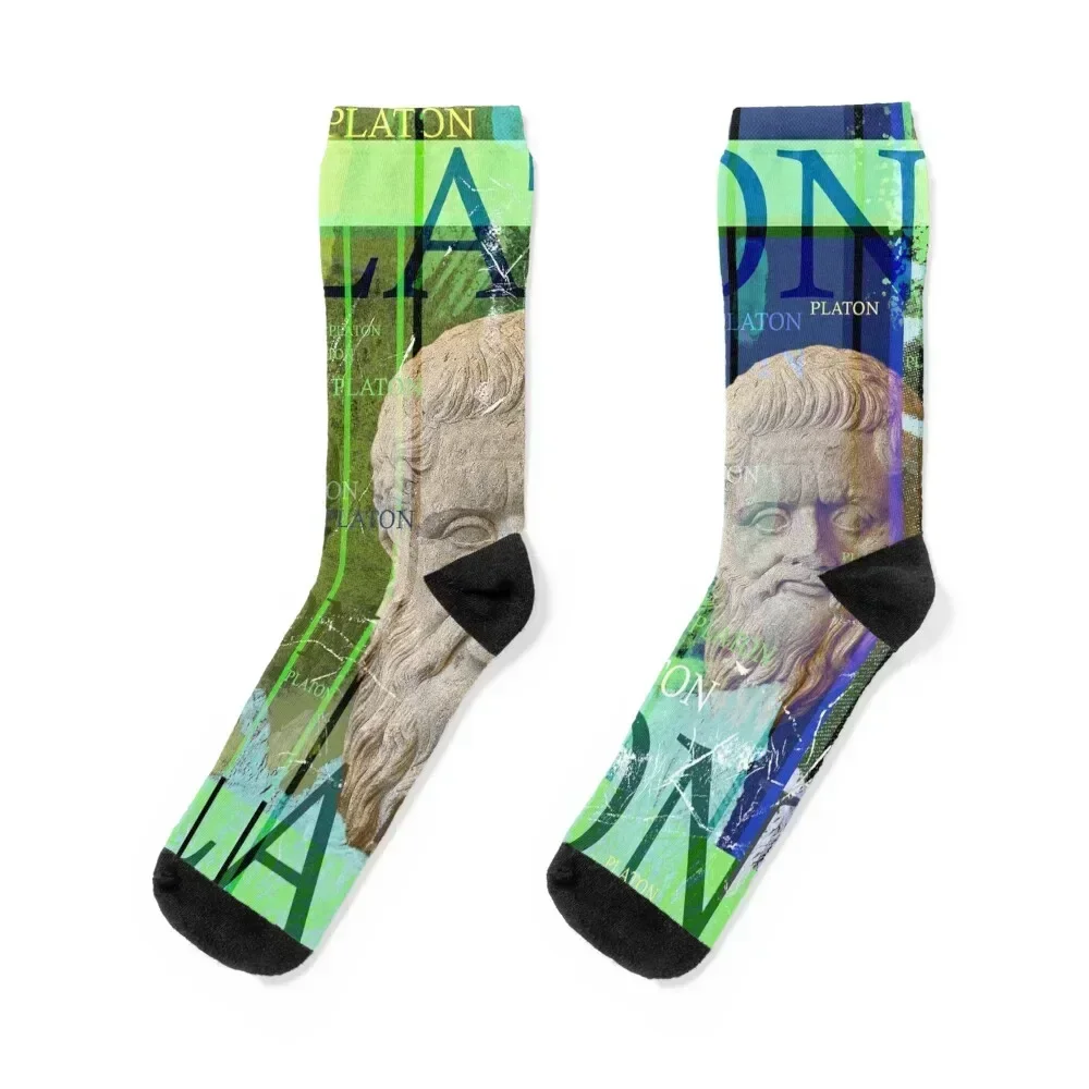 

Beautiful Plato portrait of the well-known philosopher of antiquity Socks bright garter Running Run Socks Male Women's