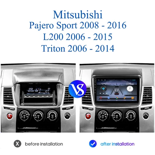 Imagen 2 del producto Android 14 8G + 128G Autoradio para Mitsubishi Pajero Sport L200 2006 - 2016 Radio de coche GPS Navi Monitor estéreo Video DVD Cassette