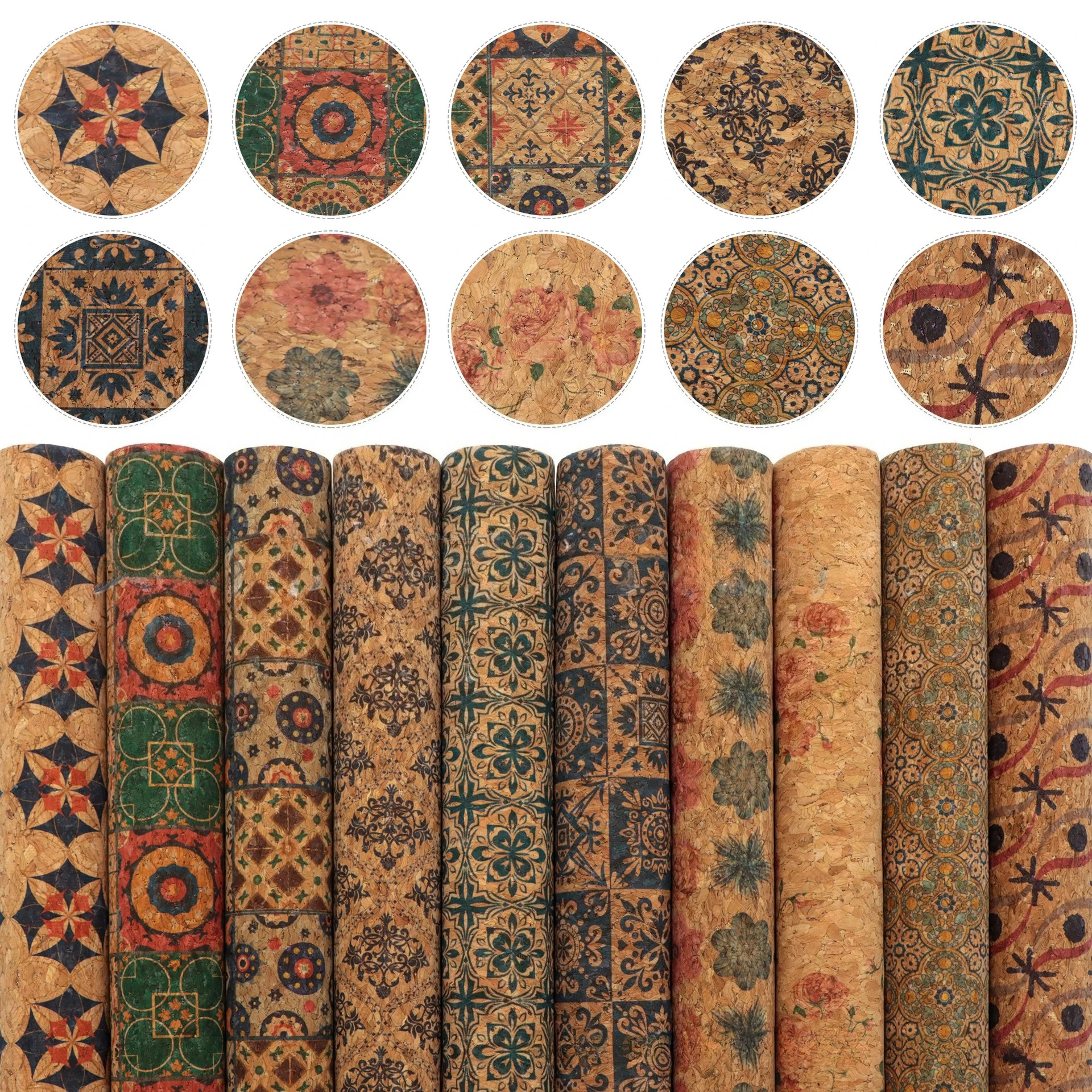 Wood Grain PU Leather Sheet 20x33cm, Cork Touch Faux Leather for DIY Crafts and Decorative Projects
