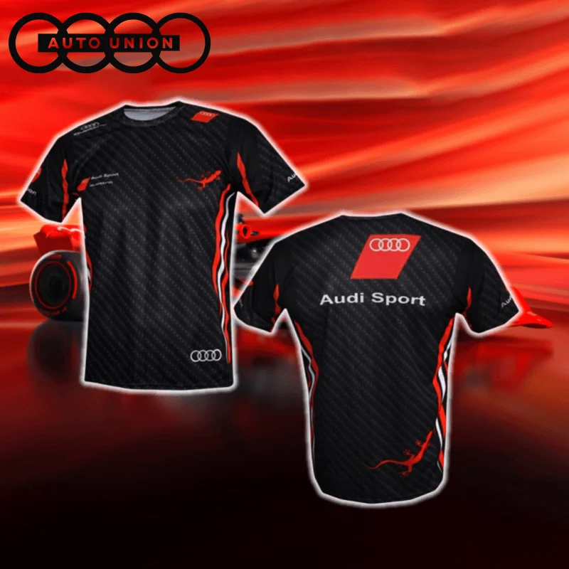 

Новая быстросохнущая футболка унисекс Audi S-Line Quattro, удобный повседневный спортивный гоночный высококачественный дышащий топ с короткими рукавами