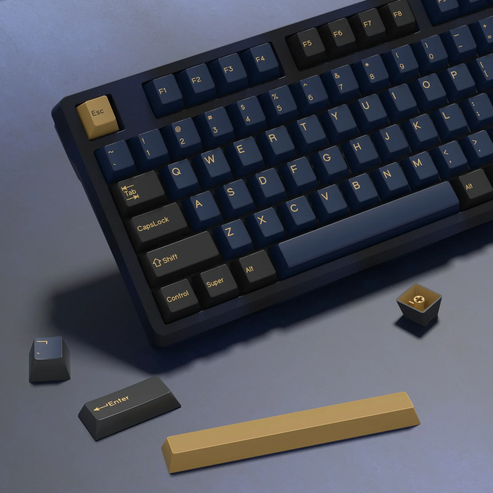 Imagem -02 - Kbdiy-teclas Gmk Samurai Azul 176 Teclas Pbt Perfil Cereja Tiro Duplo Teclados Mecânicos Interruptor mx Gmk67 K500