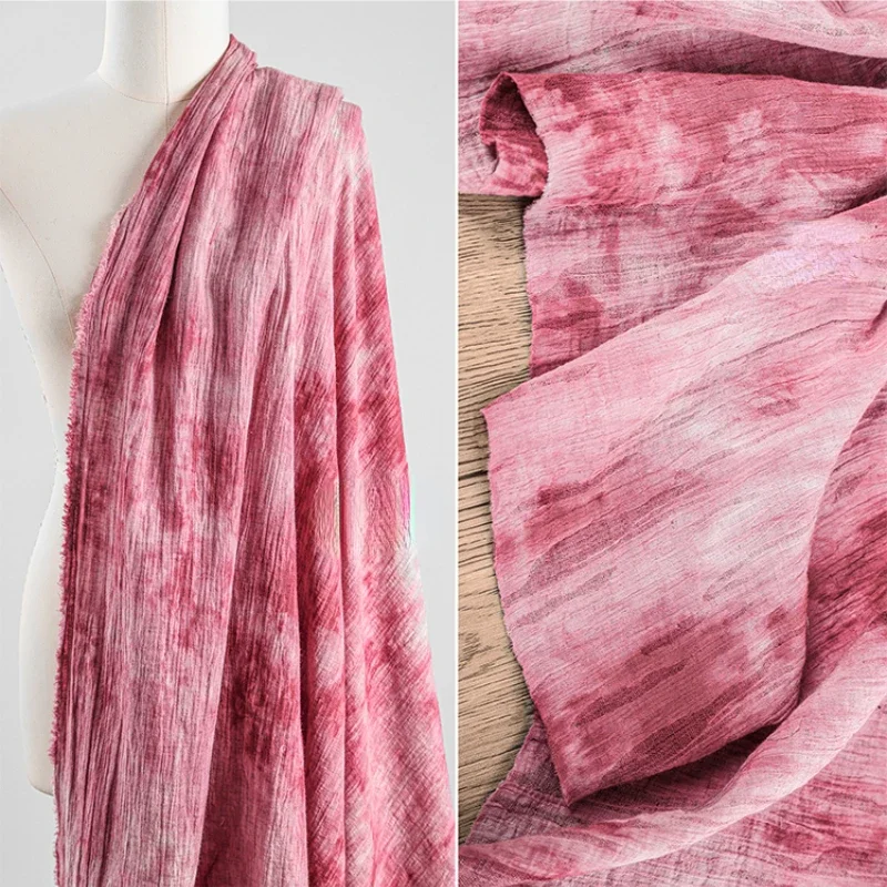 

Жаккардовая ткань с эффектом тай-дай из хлопка и льна, плиссированное платье, оптовая продажа ткани для дизайнерской одежды, материал для шитья на метры, DIY-материалы