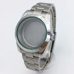 BLIGER 36mm/40mm Silver Watch Case Green Glass Gasket Sapphire Glass For NH35 NH36 MIYOTA8215 DG ETA2836 2824 PT5000 Movement