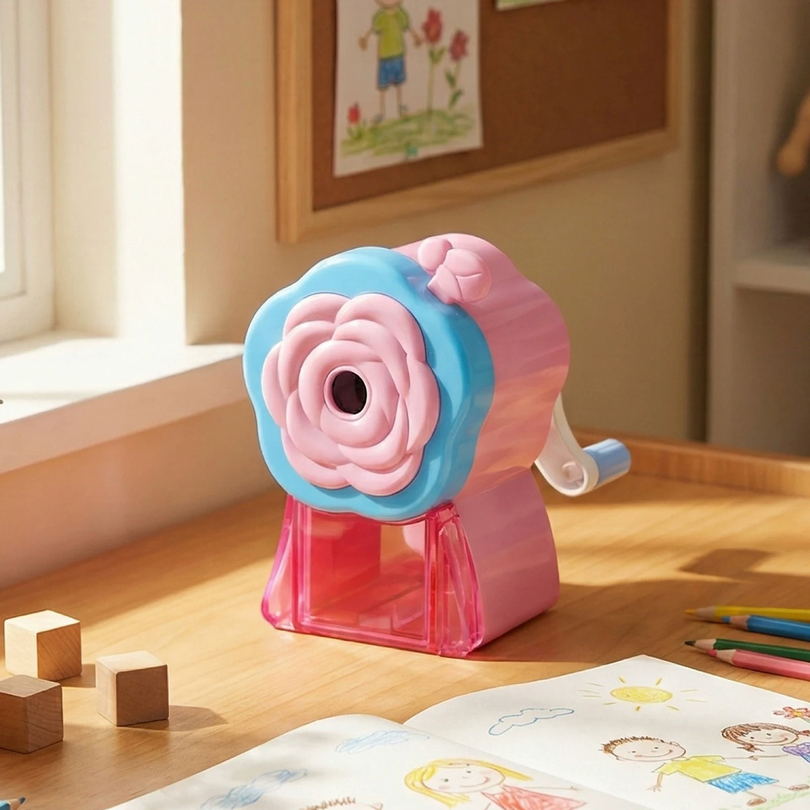 Automatic Pencil Sharpener Hand Crank For Students Durable Plastic School Supplies