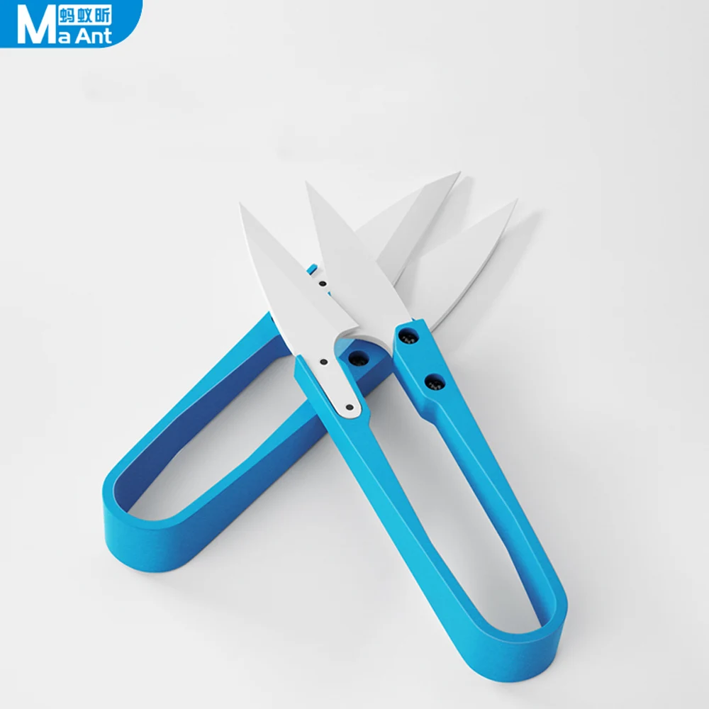 Blue Black Ceramic Insulated Scissors U-Scissors For Sewing Clipper Beading Trimming Thread Stitch Embroidery Thrum Yarn Cutter