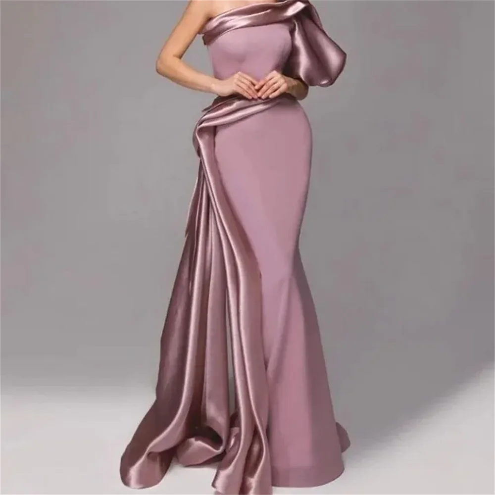 Elegant Plus Size Mermaid Mother of the Bride Dresses Satin Silk Celebration Evening Party Prom Guest Wedding Wear