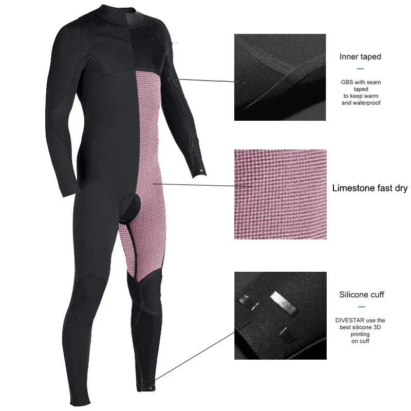 High Quality 4/3mm 3/2mm  Neoprene Surfing Wetsuit With Inside Taped Super Stretch Wetsuit for Man