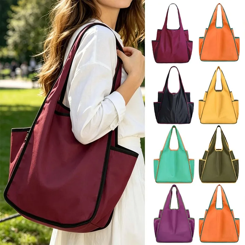 Portable Shopping Tote Reusable Reusable Grocery Bag Waterproof Shoulder Bag Lightweight Large Capacity Storage Bag for Outdoor