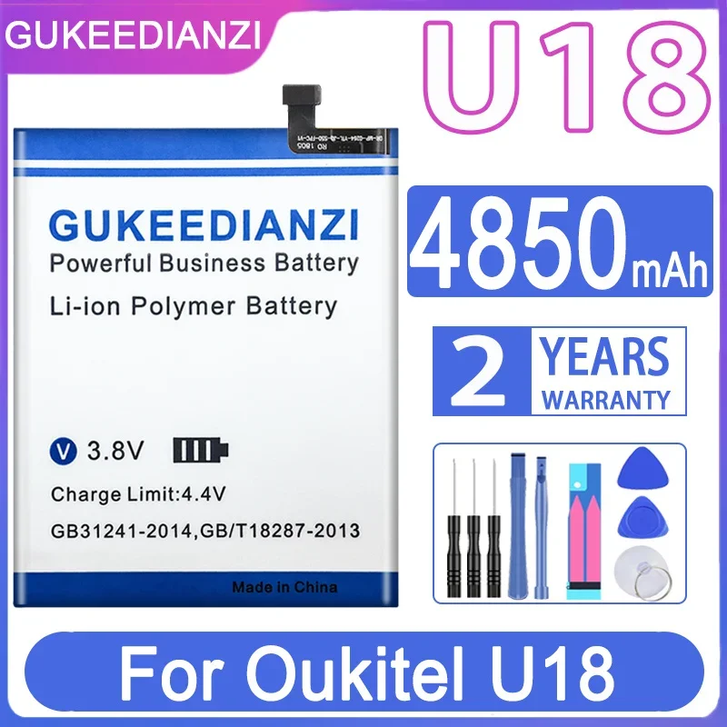 

GUKEEDIANZI Replacement Battery 4850mAh for Oukitel U18 Batteria + Free Tools