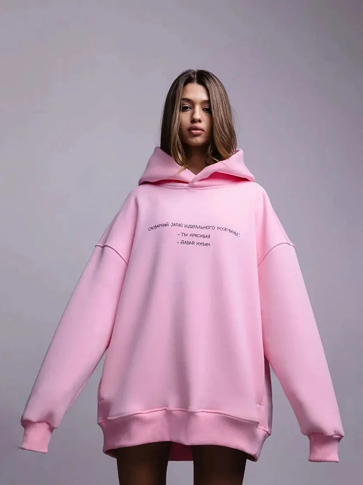 Sudadera con capucha Original con diseño de letras de gran tamaño para Otoño e Invierno Sudadera con capucha informal de calle Y2K a la moda para mujer