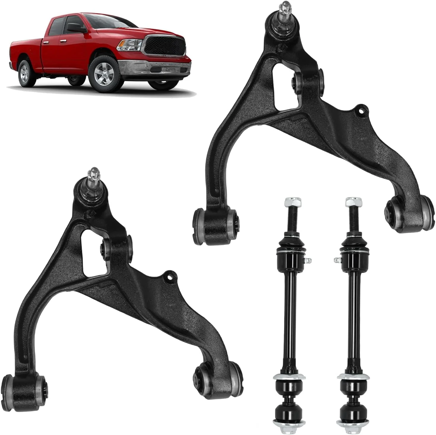 AzbuStag Front Lower Control Arm Sway Bar End Link 4Pcs for Dodge Ram 1500(4WD, 5-LUG ONLY) 06-10 K641504 55366439AE 55366439AG