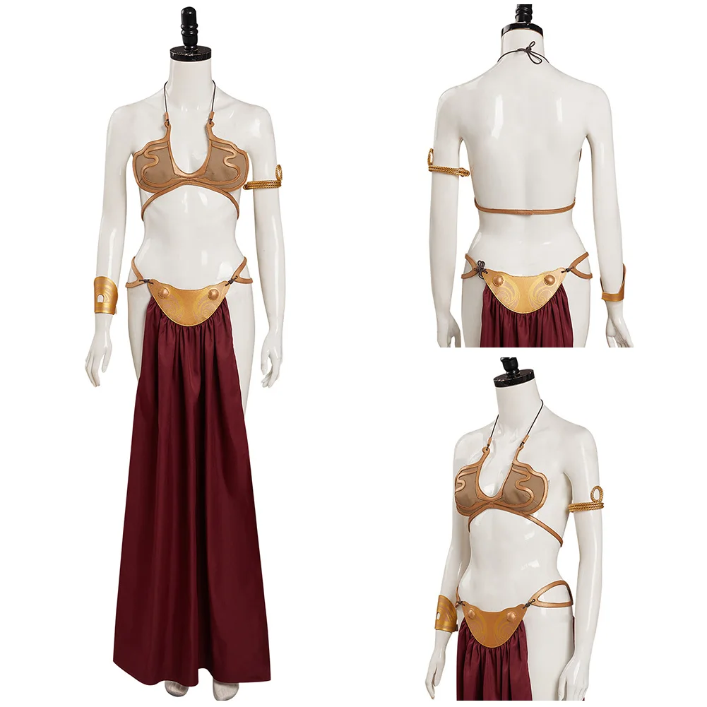 영화 우주 전투 공주 레이아 코스프레 의상 판타지 섹시한 노예 드레스 비키니 정장 할로윈 파티 롤 플레잉 복장 여성용