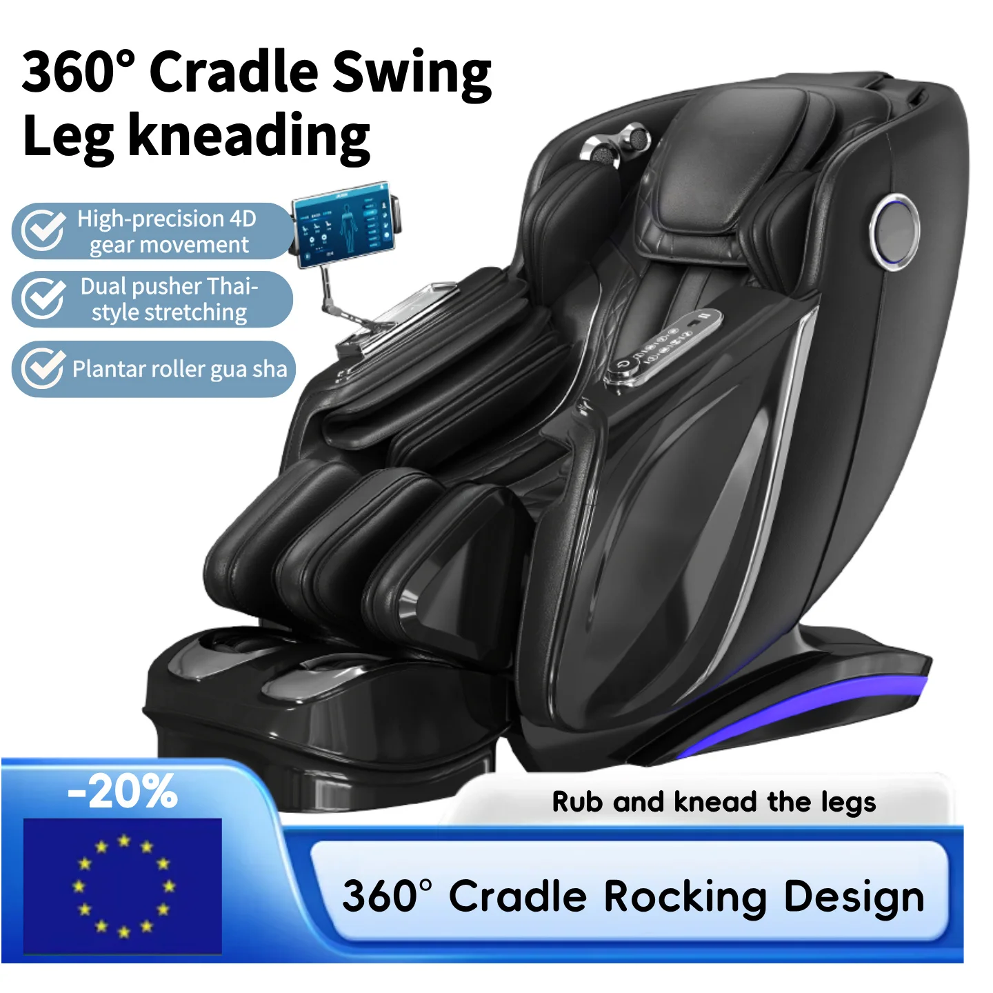 Newest 4D Gear Movement Massage Chair 360° Cradle Swing Design Full Body Airbag Wrapped Multifunctional Calf Roller Leisure Sofa