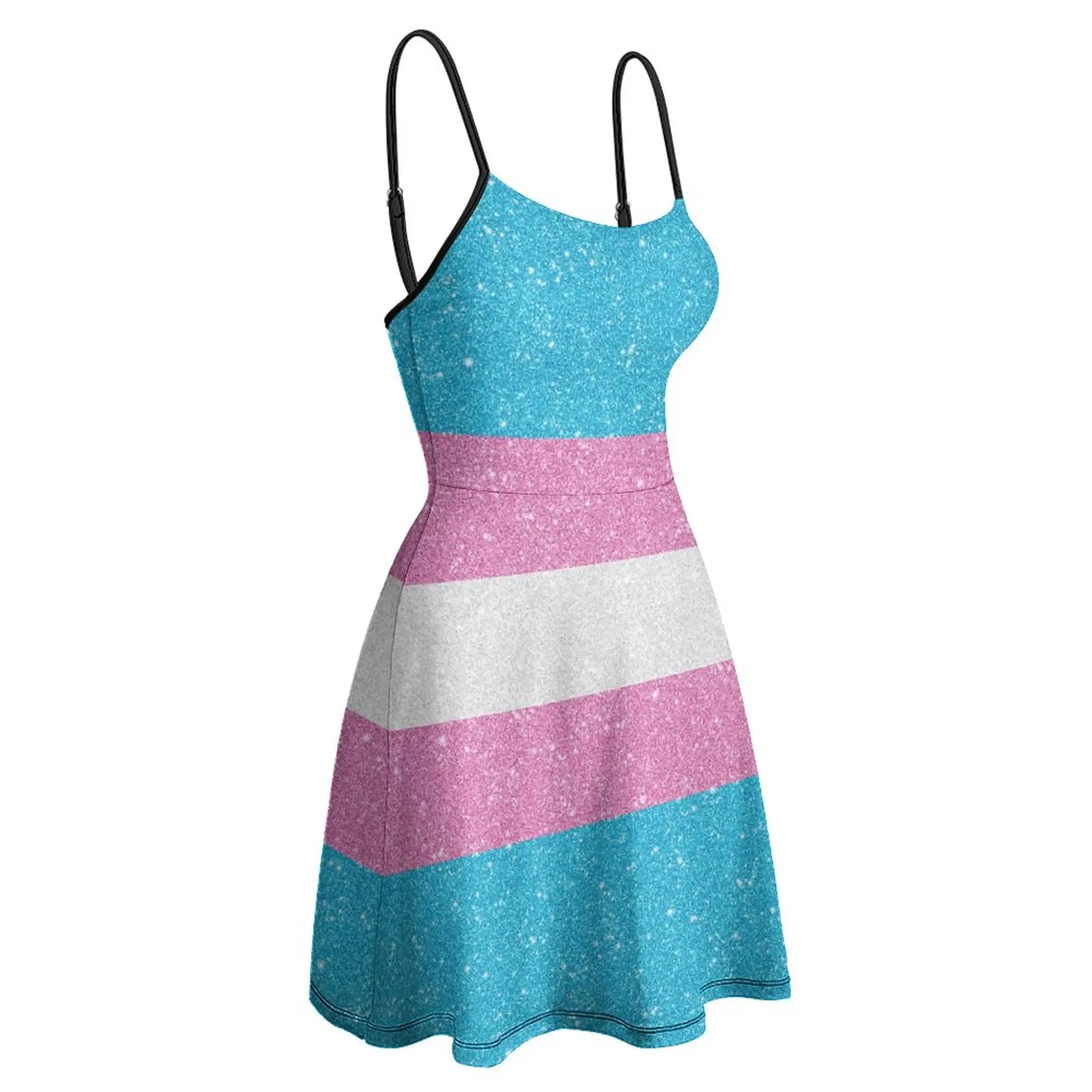 Vestido Sexy con purpurina sintética para mujer, ropa con tirantes, estampado divertido, bandera del orgullo transgénero, vacaciones geniales