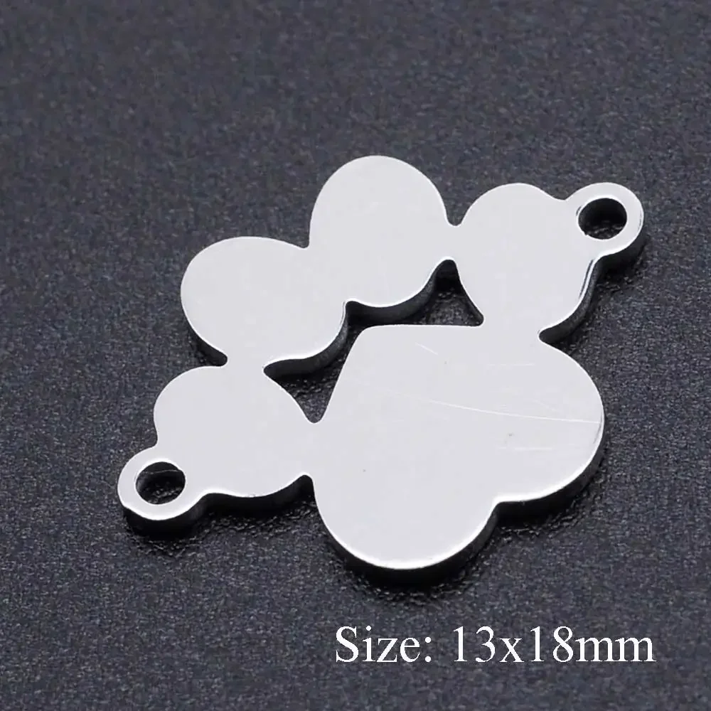 5pcs/lot 316 Stainless Steel  Dog Paw Connector  Pendants   Wholesale Never Tarnish Bracelets Pendants Accept OEM Order