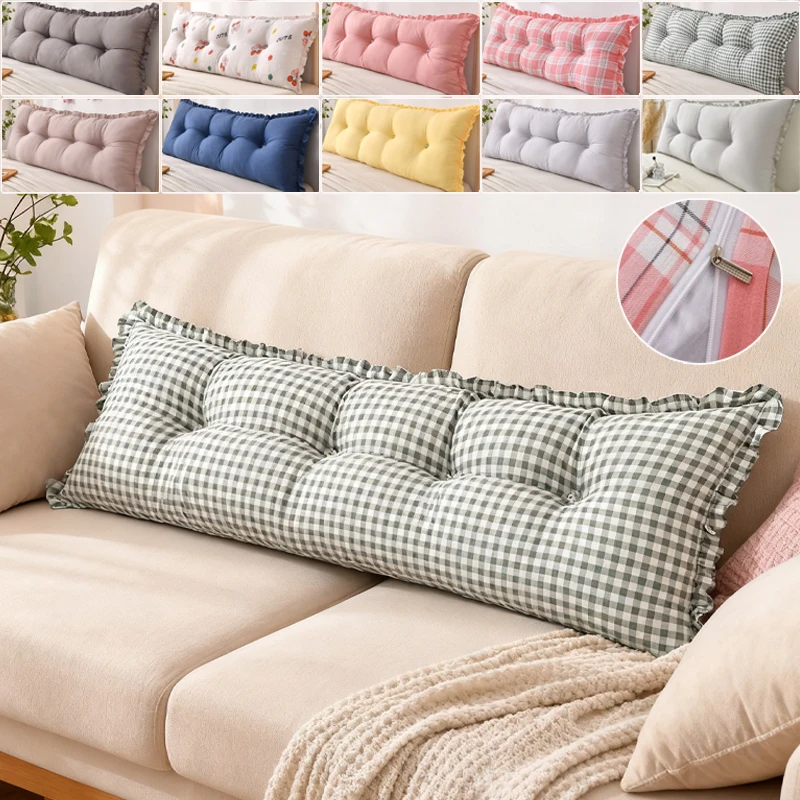 

New Nordic Style Bedhead Cushions Solid Color Anti-collision Soft Large Backrest Removable Washable Reading Lumbar Cushion 쿠션