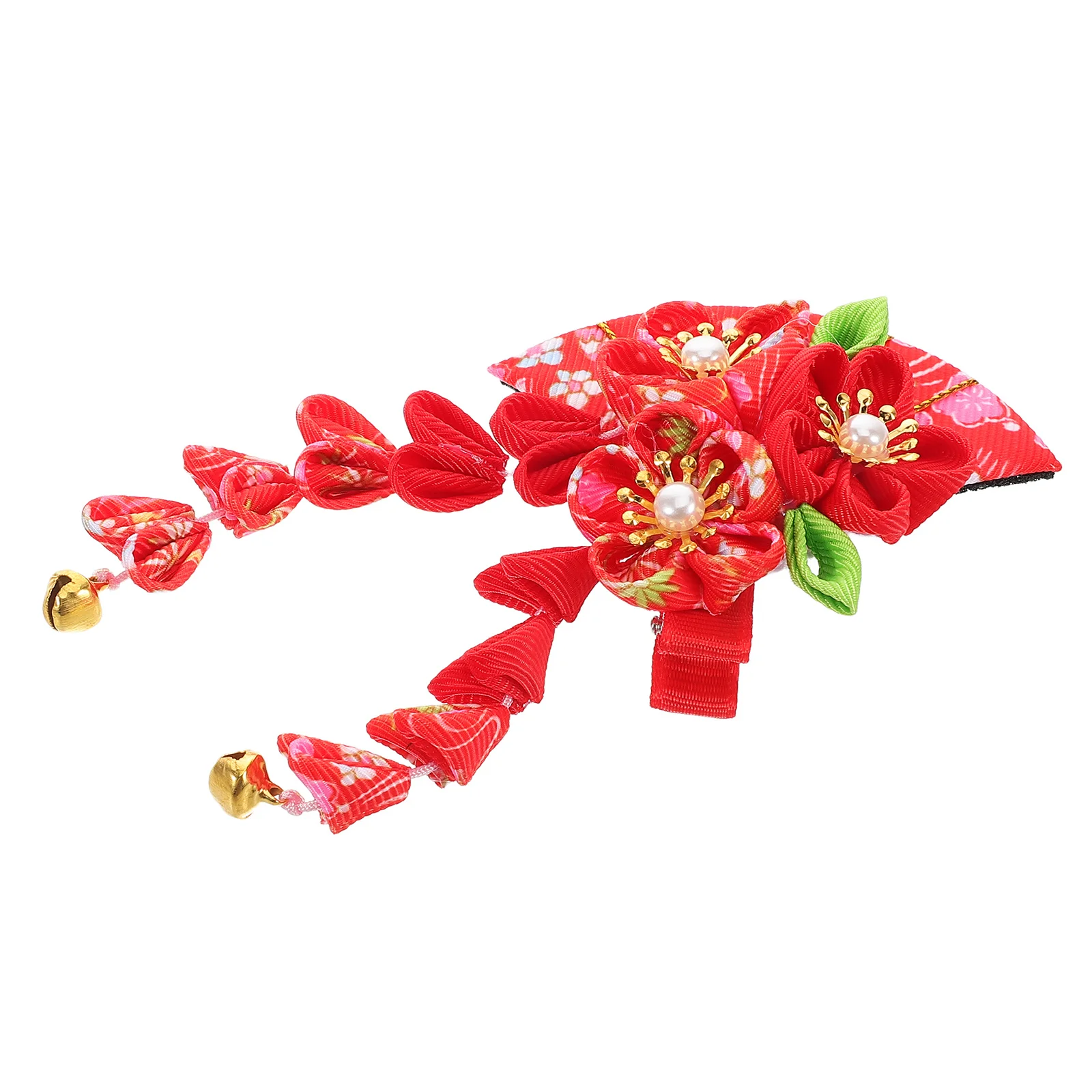 

Japanese Kimono Flower Hairpin Tassel Fan Hair Accessories Vintage Hanfu Headdress Floral Clip Cosplay Ornament Hair