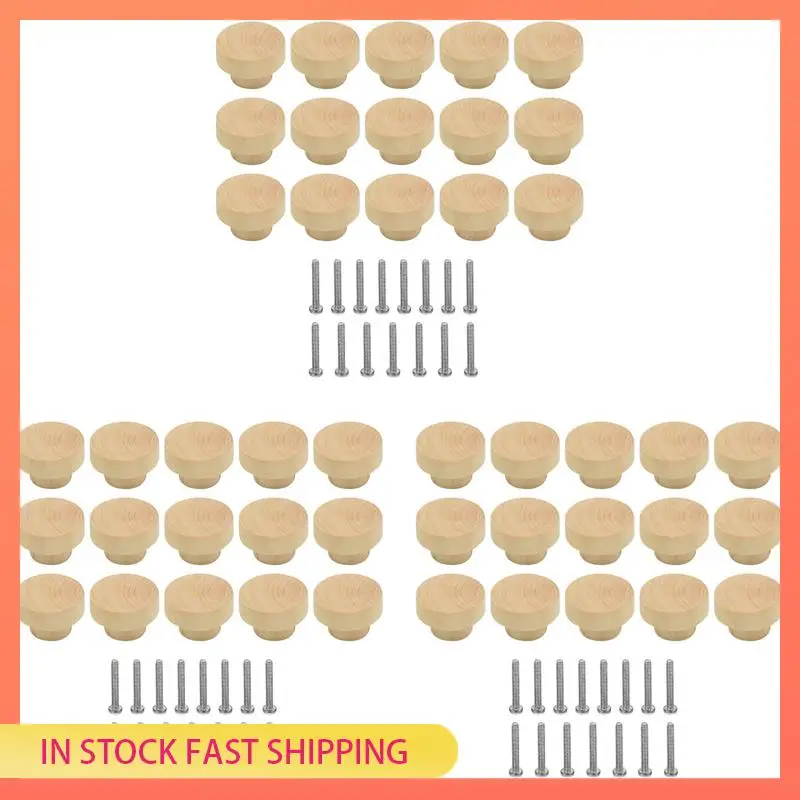 

AA05 45Pcs Wooden Drawer Knobs, Furniture Knobs, Wooden Cupboard Knobs For Cabinets And Drawers, Round Wooden Knobs