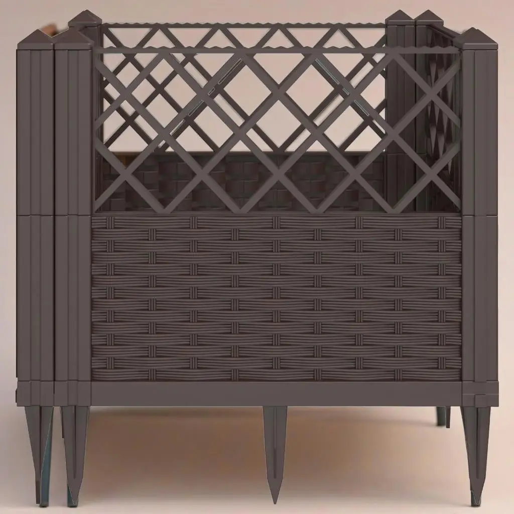 

Brown Garden Planter with Pegs 17.1x17.1x17.1cm Durable PP Material