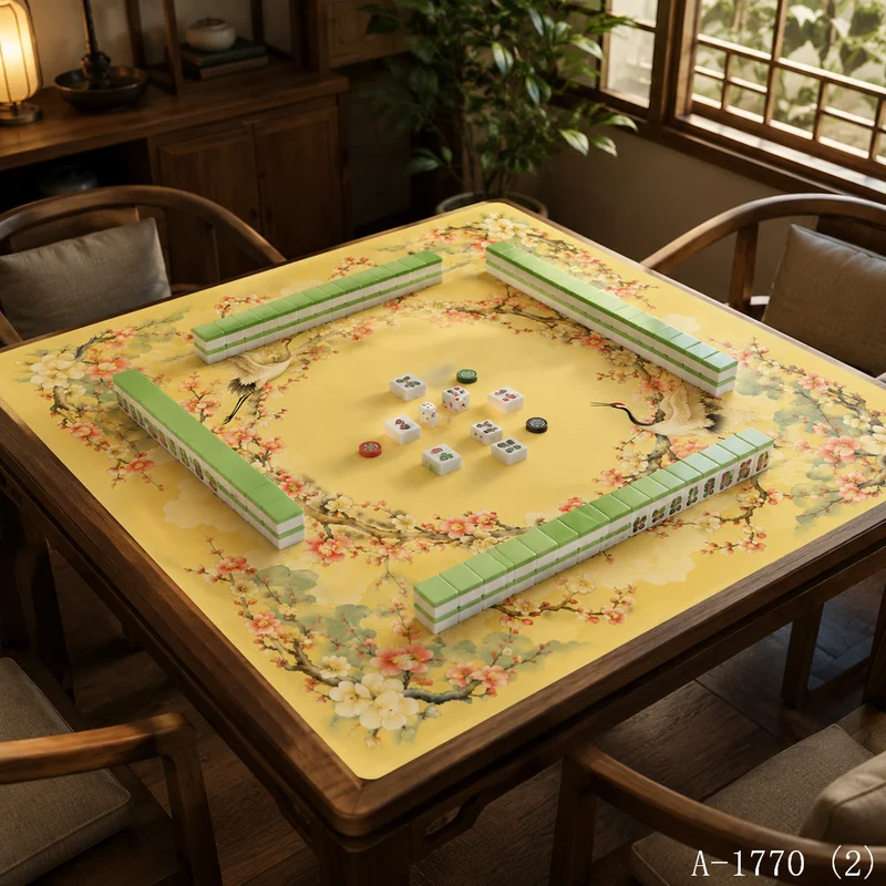 VIKAMA Elegant Deer Pattern Mahjong Pad, Soft Diatomite Mat for Game Table & Tea Room view 3