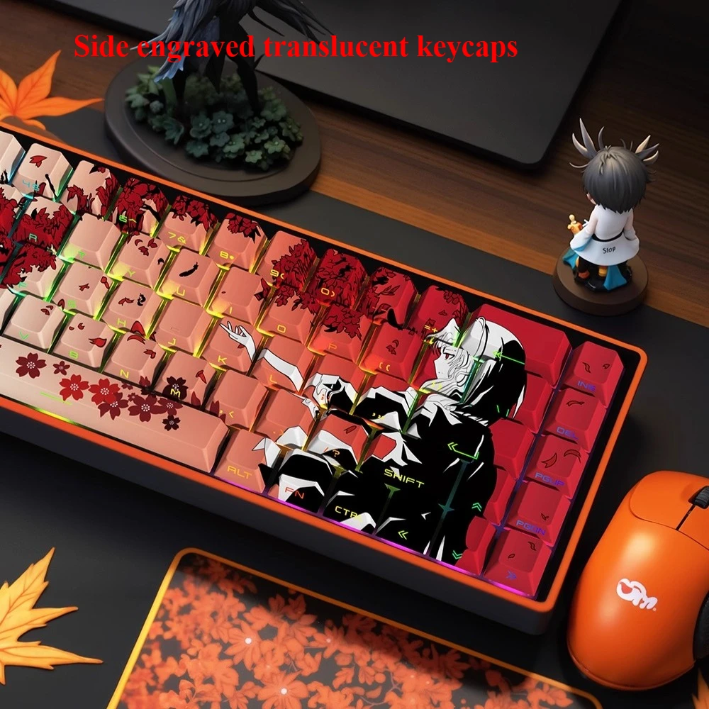 Machima Keycap PBT Cherry Side سلسلة مفاتيح شفافة محفورة متوافقة مع لوحة المفاتيح الميكانيكية للألعاب MX Switch