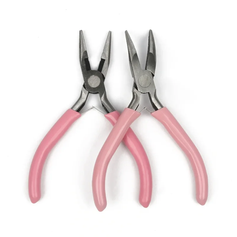 5 Styles Durable Pink Metal Mini Diagonal Pliers Round Bent Needle Nose Cutter Handcraft Beading Insulated Plier For DIY Jewelry