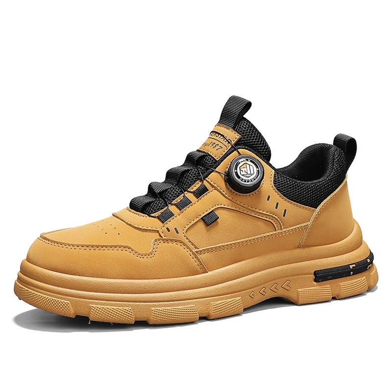 

Men's motorcycle new trendy outfit, rotating button Martin boots, breathable, comfortable and versatile men's shoes