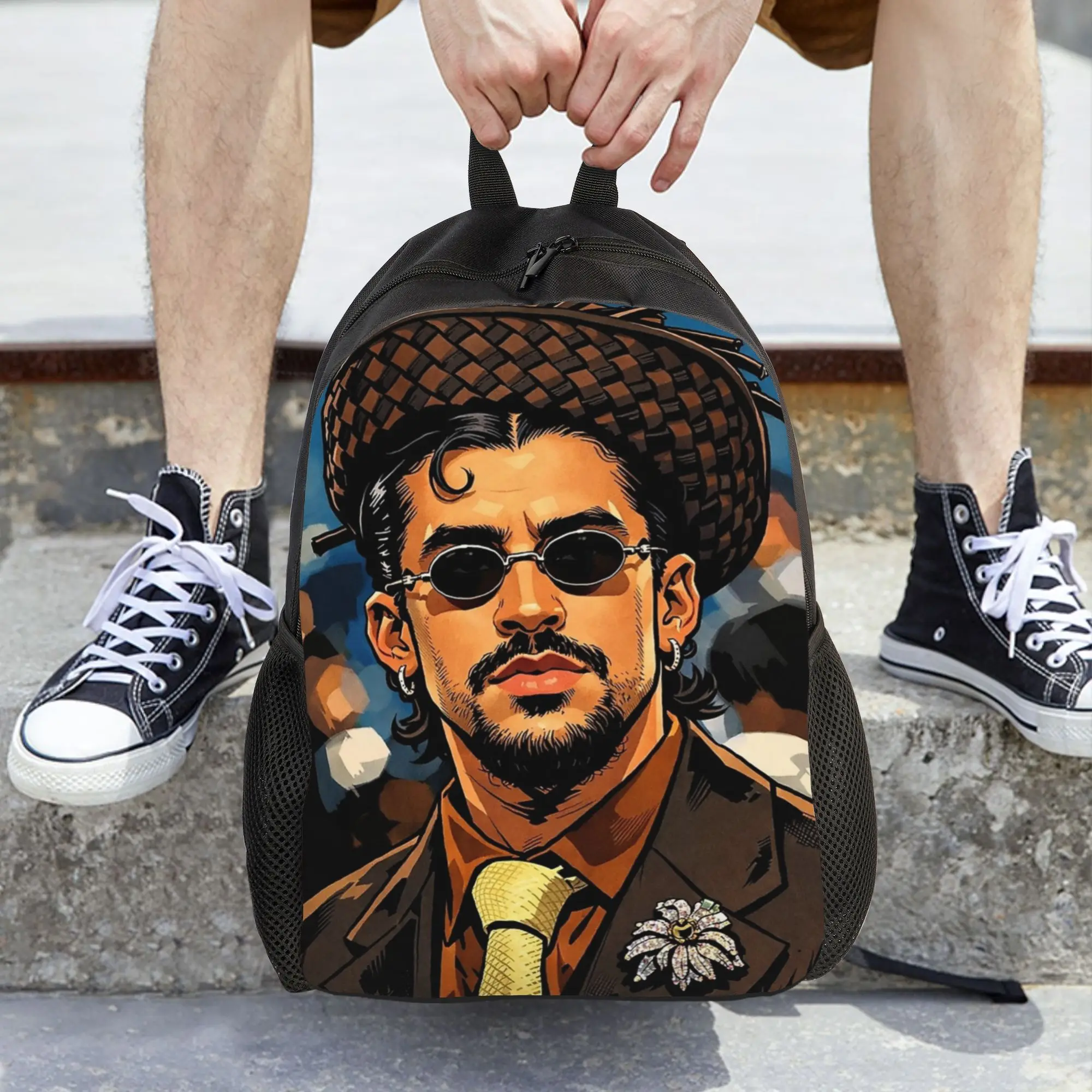 

Женский рюкзак Singer Bad Bunny, повседневная школьная сумка для студентов, рюкзак для ноутбука, дорожный рюкзак для мальчиков и девочек