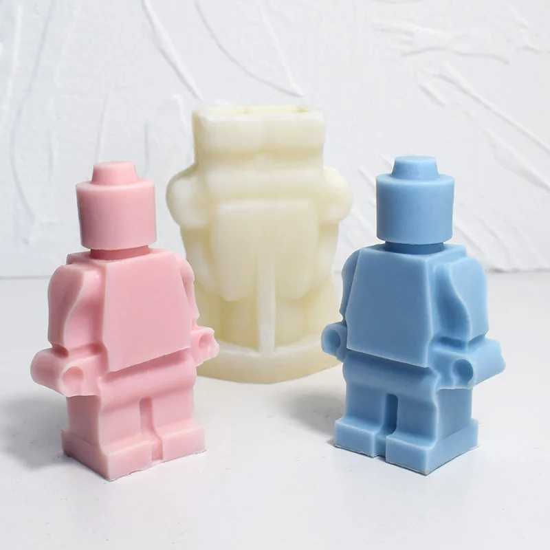 لتقوم بها بنفسك الروبوتات لطيف سيليكون قالب شمع روبوت شمعة صابون يدوي الصنع الجص الراتنج قالب ديكور المنزل الهدايا