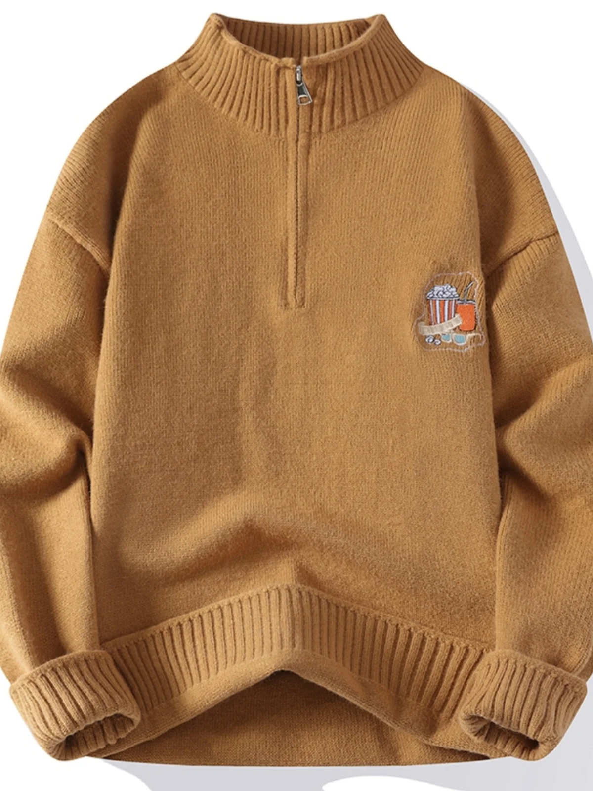 

Autumn Winter Men's Knitted Sweater f Zip Base irt Warm Teenage Boy Faionable Loose Fit Long Sve Thermal Top