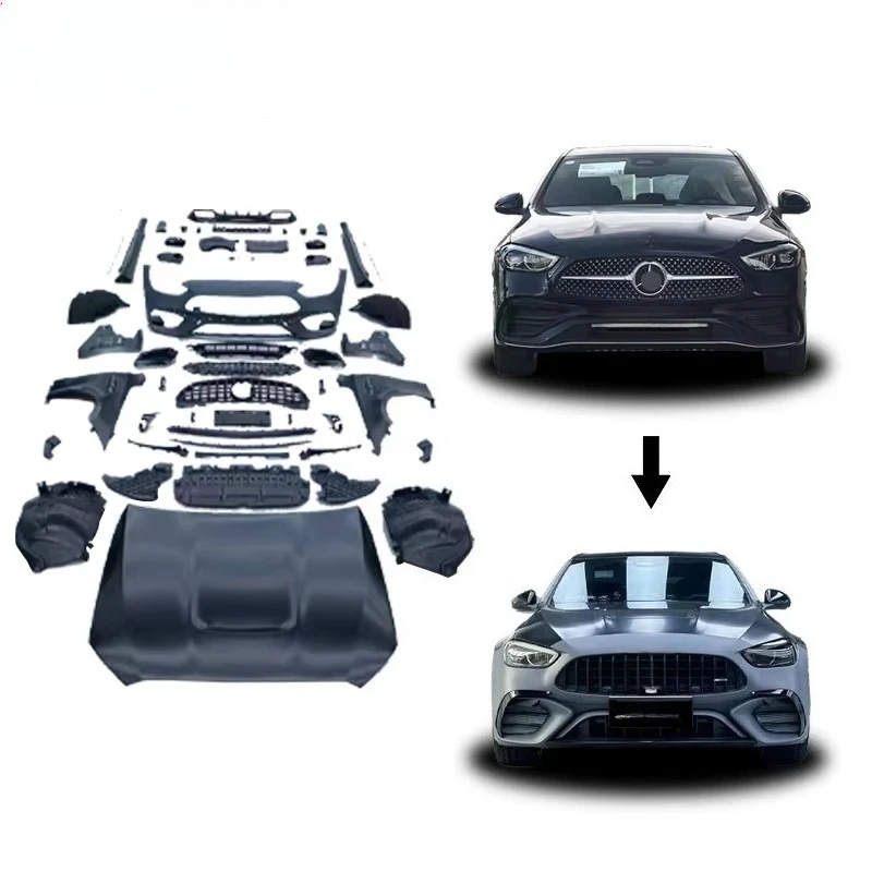 

Auto Accessories Parts for 22+ C-Class W206 C300 Upgrade C63 AMG Wide Body Kit with Car Bumpers Hood Fender Side Skirt Rear Lip