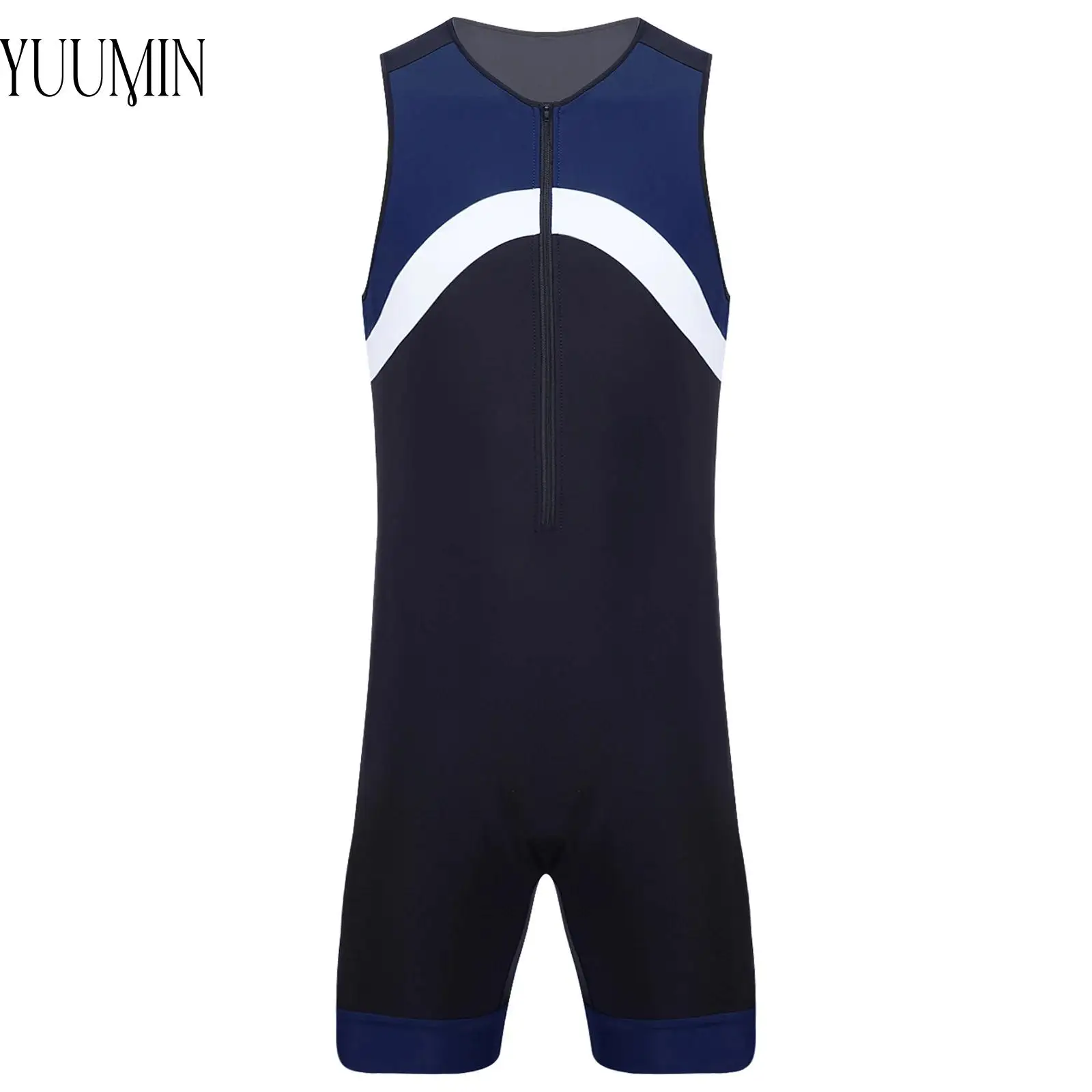 

Mens Short Sleeve Zip Up One Piece Shorty Wetsuits Athletic Rash Guard Swimsuits Wrestling Jumpsuits Workout Fitness Bodysuits