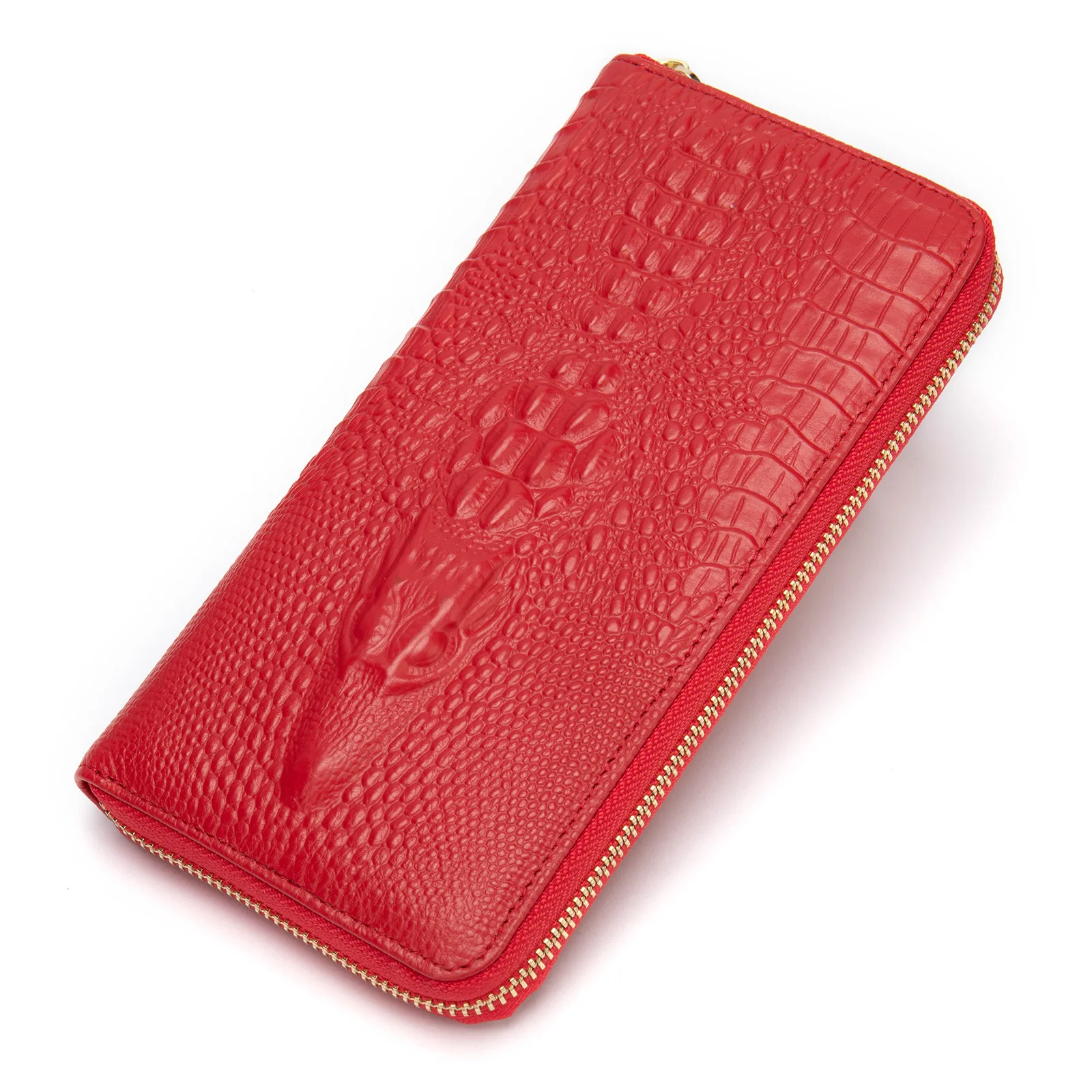 Men's Luxury Long Wallet Premium Crocodile Top-Grain Leather RFID Blocking Multi-Card Business Design Slim Handheld Cardholder​