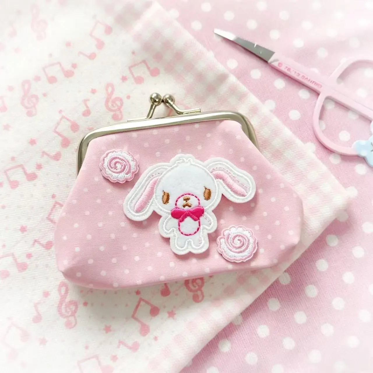 Sanrio Sugar Bunnies Mini Coin Purse Pu Leather Kiss Lock Card Holder Soft Small Key Pouch For Women Daily Small Item Storage view 6