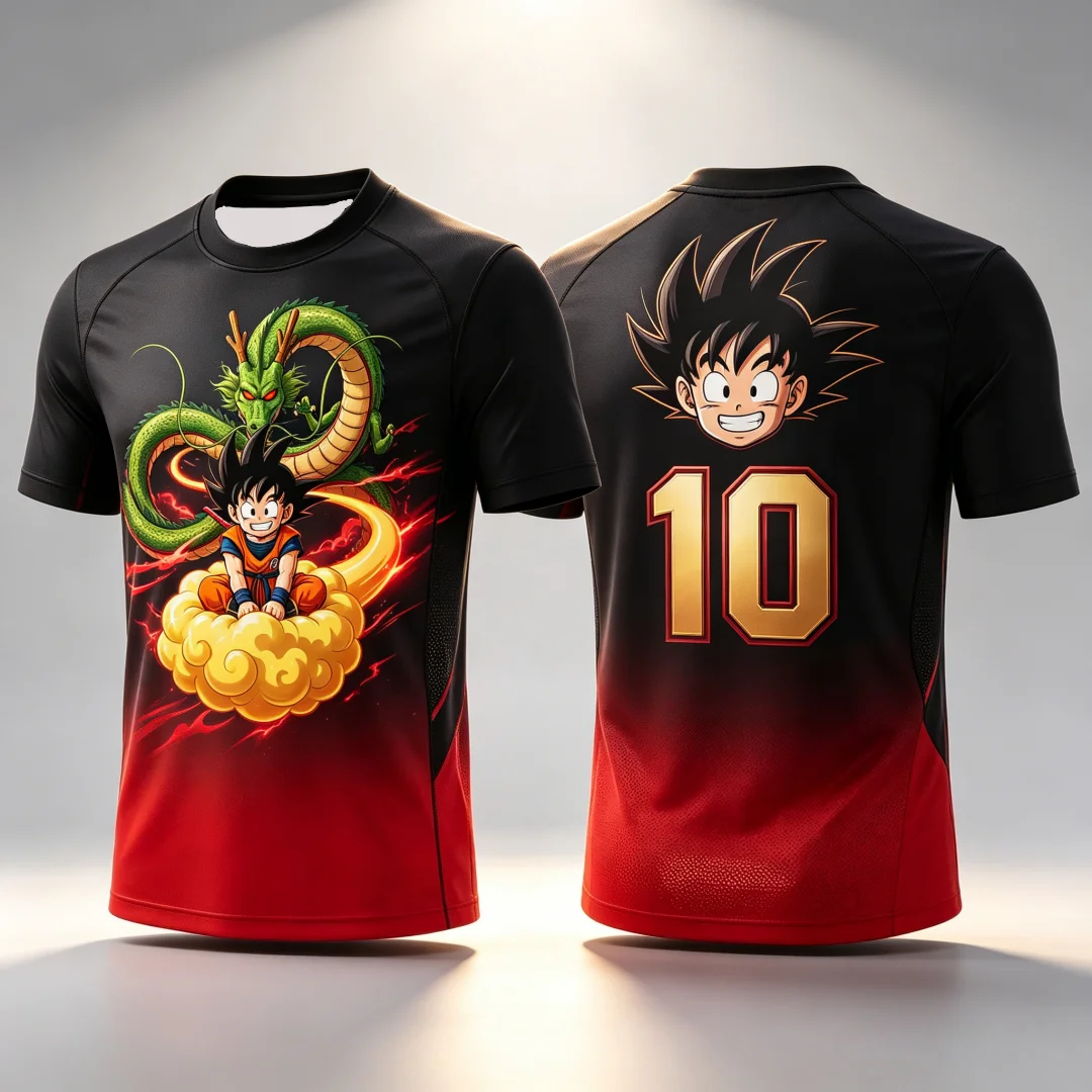 2026 Dragon Ball Kid Goku & Shenron # 7 Jersey T-Shirt 3D-Druck Anime Tee Atmungsaktive Sportbekleidung für Männer Frauen Fans Streetwear Top – Detail 16