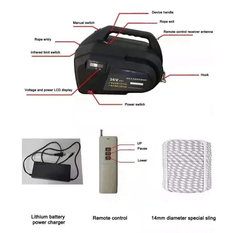 

2026 sell Electric Outside Installation Lifting Tool Remote Control Automatic Rope Climbing Machine