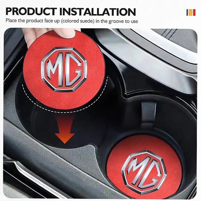 Cup Coaster Water Cup Pad Drink Coaster Leather 2PCS for MG ZS MG4 EV MG HS MG3 MG5 EV Marvel R MG ONE MG 6