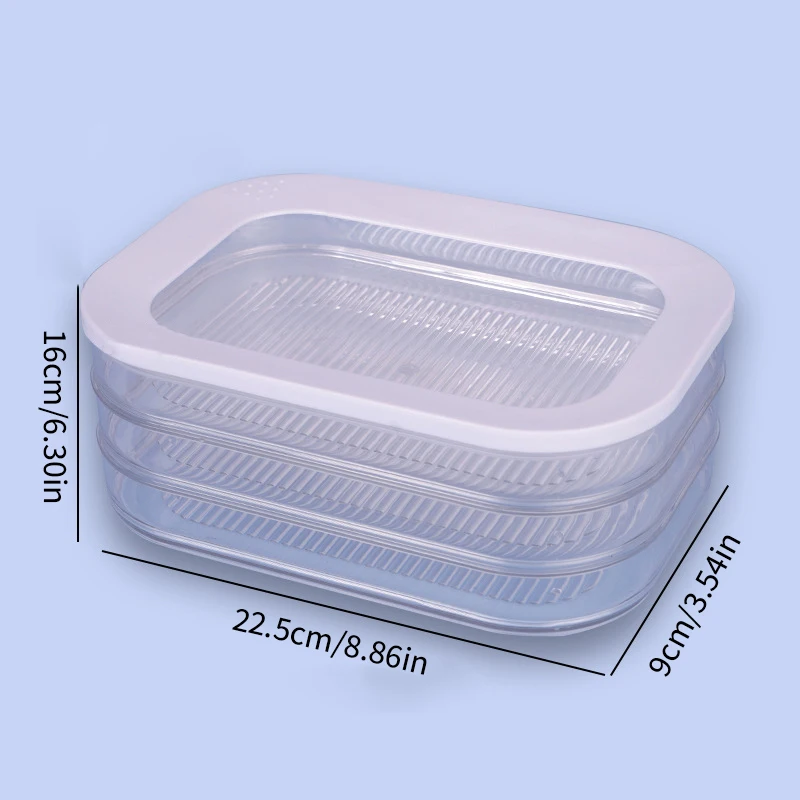 1pc 3 Layer Transparent Refrigerated Crisper Fresh Bowl Large Capacity Storage Box Frozen Meat Compartment Food Kitchen Tools