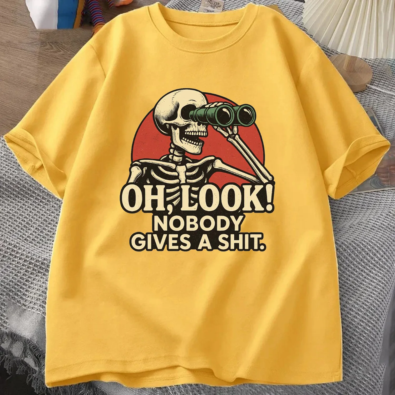 أوه نظرة لا أحد يمنح القرف السخرية تي شيرت الصيف الرجال رياضية الجولة الرقبة قصيرة الأكمام ملابس رياضية عادية متعة القمم القطن المحملة #2