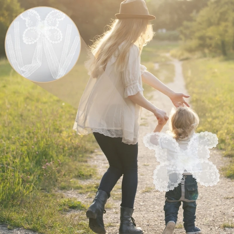 Lace Flower Butterfly Wing for Infant Shower Baby Photo Props Photography Outfit 425F