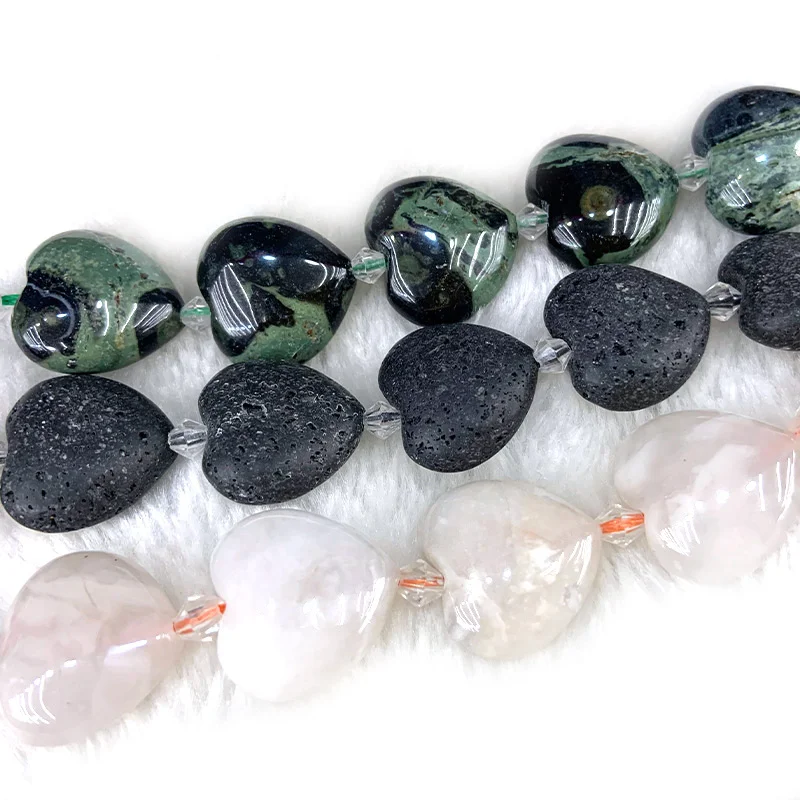 

20mm Natural kambaba Jasper White Crazy Agate Stone Beads 15'' Heart Shape Beads for Jewelry Making Findings DIY Charms Necklace