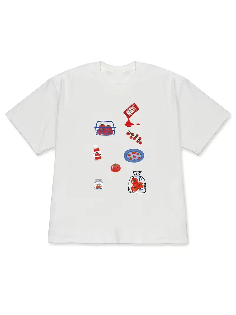 Koreanische Freizeitkleidung für Damen, Damenbekleidung, koreanische Mode-T-Shirts für Damen mit einem ausgefallenen „마라탕조아“-Grafikmotiv, kurze Ärmel – Detail 3