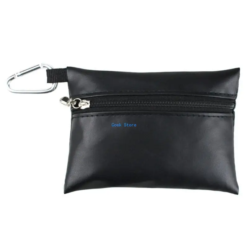 

11UE Golf Leather Golf Ball Bag Zipper Golf Ball Holder Bag Waterproof